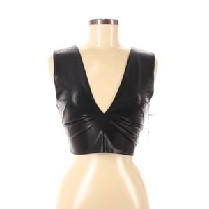 Carbon38 faux leather cropped top M